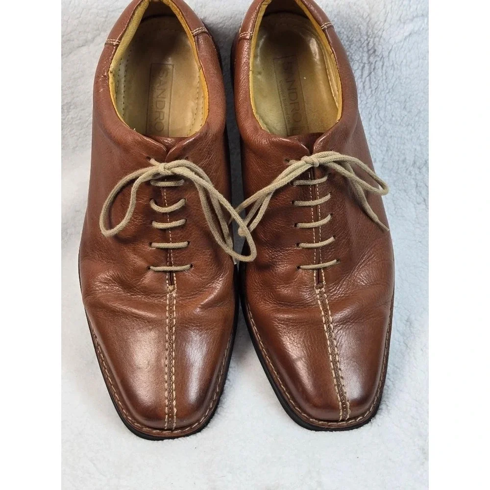 SANDRO Comfort Gel Mens Brown Leather Lace‎ Up Shoes Size 11 D